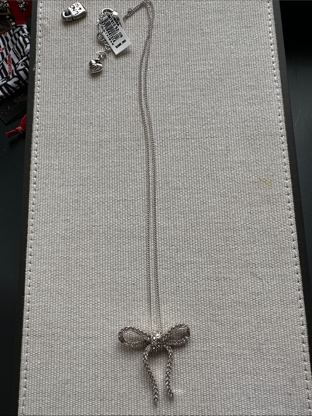 Brighton Silver Bow Necklace with Sparkle Accents